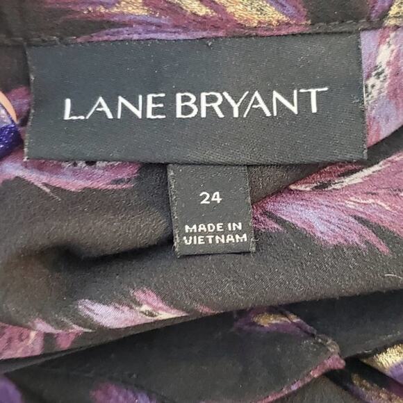 LANE Bryant Peasant Purple Black feather peplum lace front blouse plus size 24 - Picture 6 of 11